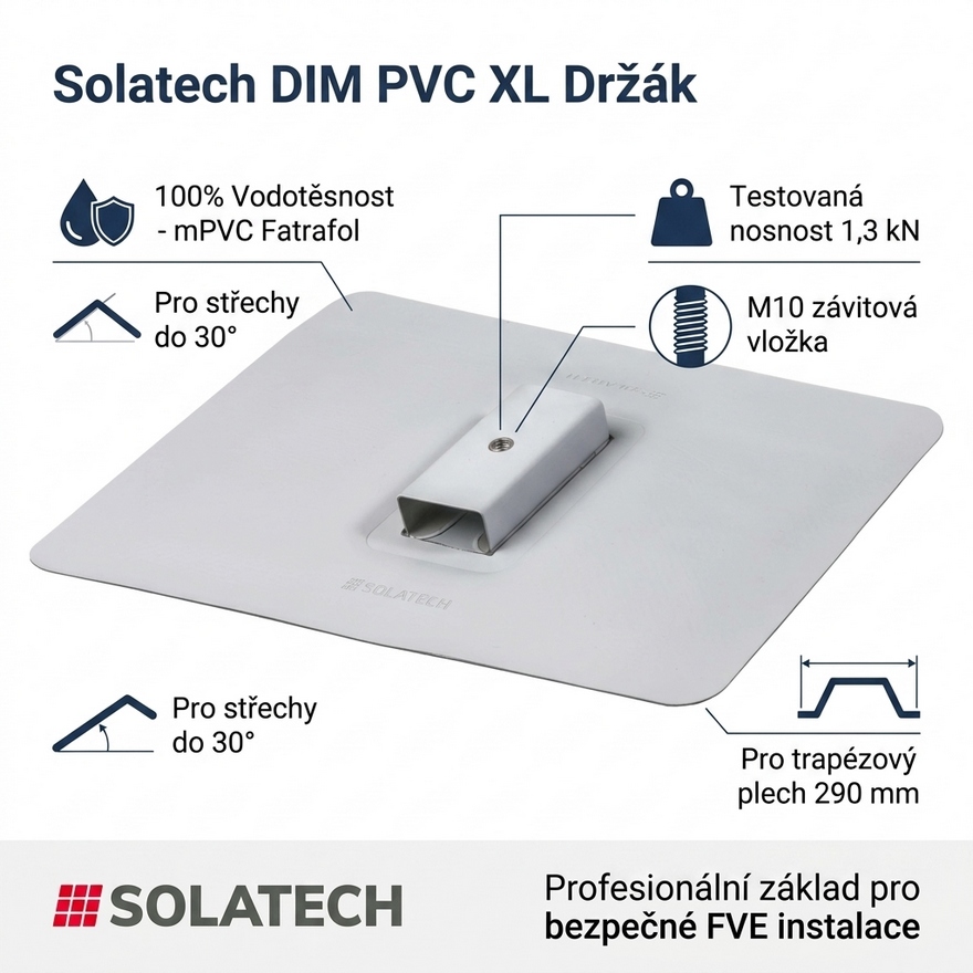 Univerzální držák DIM PVC Trapéz XL pro konstrukci na PVC střechu (290/310)